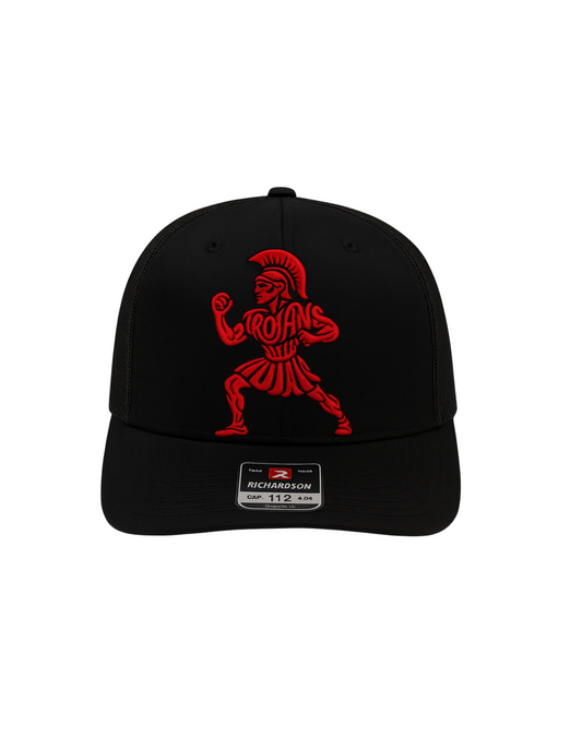 Embroidered Red Trojan Puff Cap