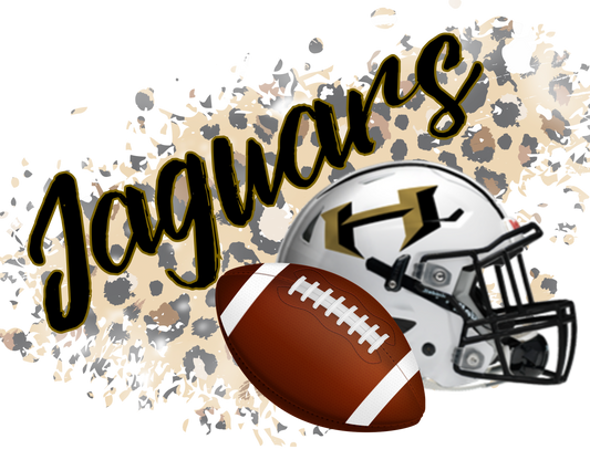 Hubbard Jaguars with Football and Helmet