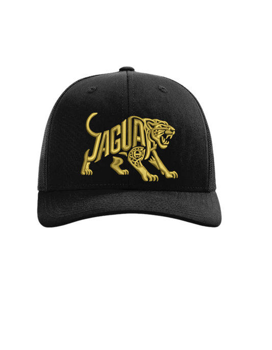 Embroidered Gold Jaguar Puff Cap